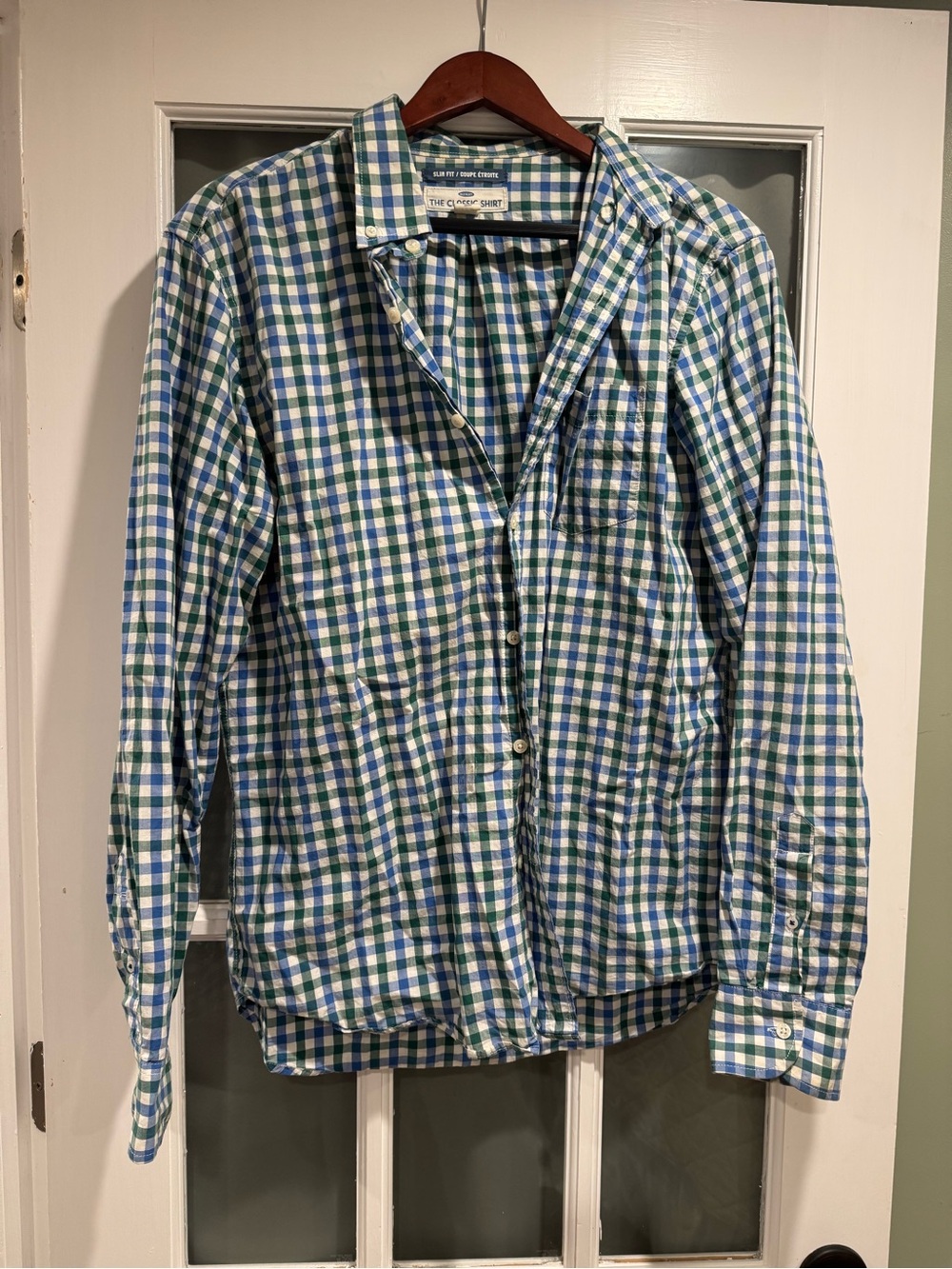 Old Navy Blue and Green Gingham Classic Shirt